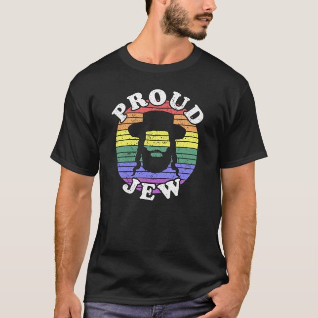 Camiseta Judeu judeu orgulhoso e retrô LGBT (Frente)