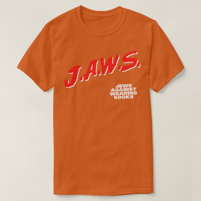 Camiseta Judeus JAWS Contra Vestir Meias (Frente do Design)