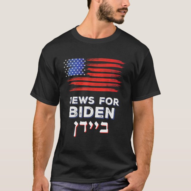 Camiseta Judeus Pelo Biden 2020 Israel EUA Eleição Hebraica (Frente)