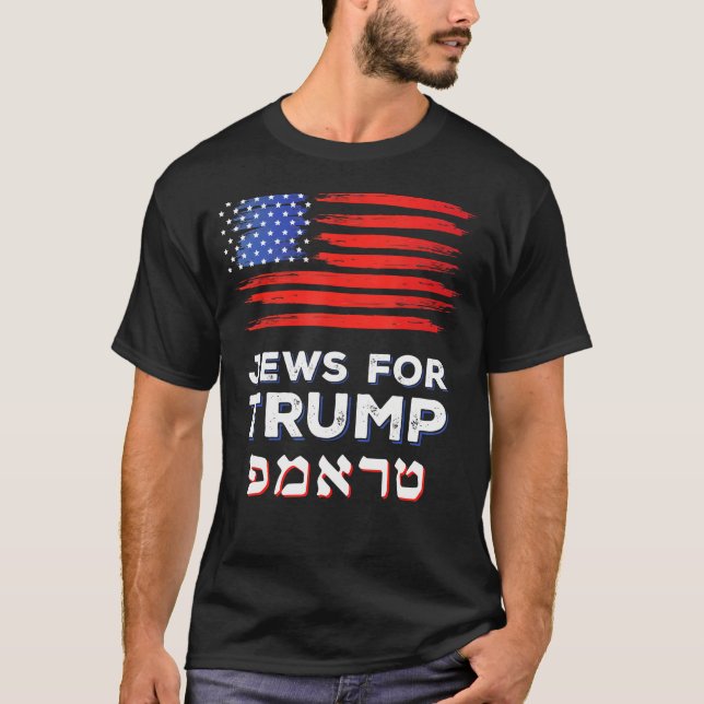 Camiseta Judeus Pelo Trump 2024 Eleição Hebraica Israel Nos (Frente)