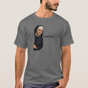 Camiseta Judgy Nun Peeking Eu Vi Que