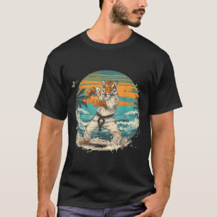 Camiseta Judo Tigre Praia Pôr do Sol Artes Marciais Kickbox
