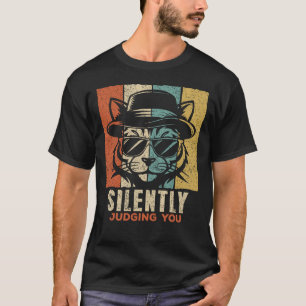 Camiseta Julgando você silenciosamente Gato Retro Legal
