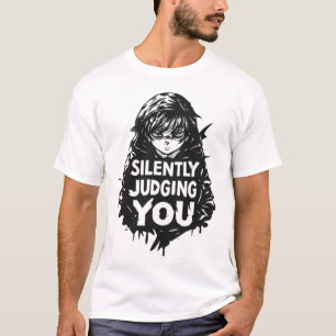 Camiseta Julgando você silenciosamente Tinta Anime Escura G
