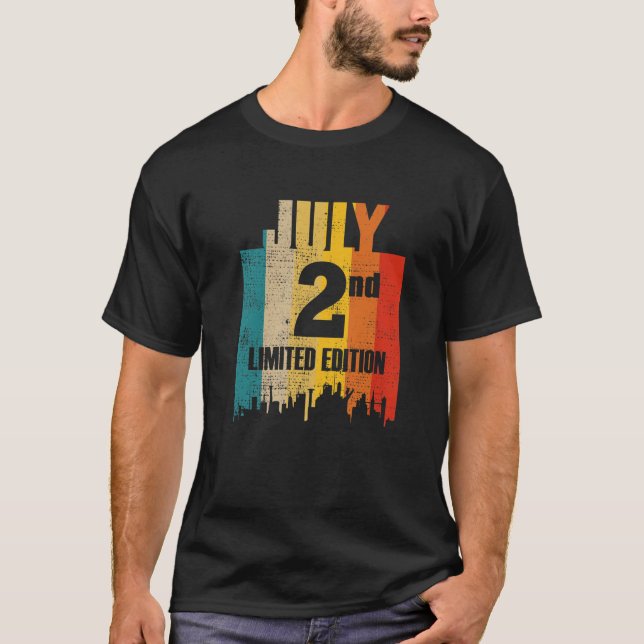 Camiseta Julho 2 Edição Limitada Julho Dia Segundo Mês 7 Re (Frente)