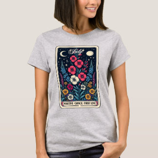 Camiseta Julho Aniversário Mês Flor Larkspur T-Shirt