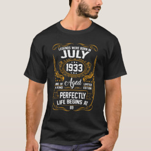 Camiseta Julho De 1933 89º Aniversário De 89 Anos Para Mulh