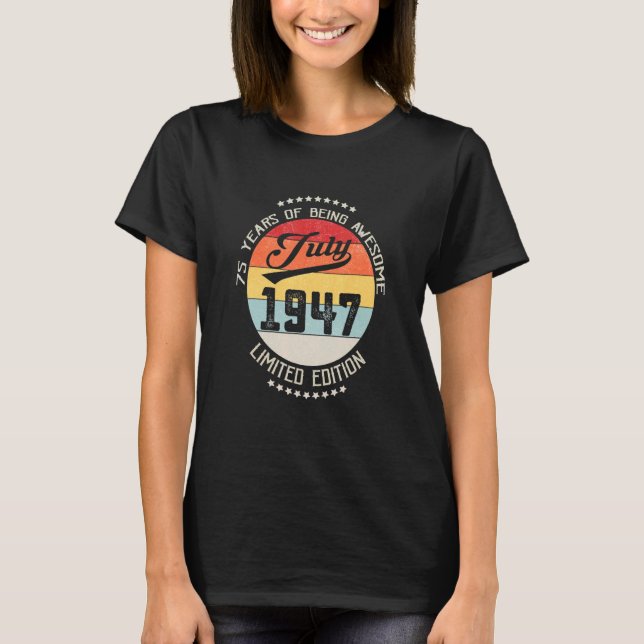 Camiseta Julho De 1947 75º Aniversário 75 Anos De Esforço (Frente)