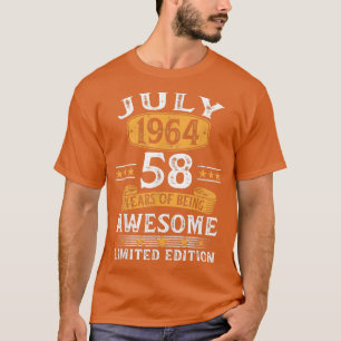 Camiseta Julho De 1964 58 Anos De Idade Presente Para Homen