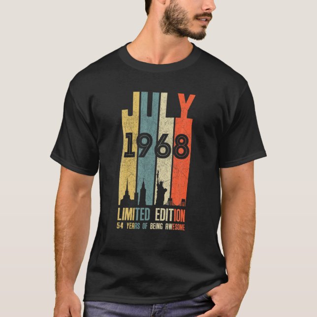 Camiseta Julho De 1968 54 Aniversário De 54 Anos De Idade 1 (Frente)
