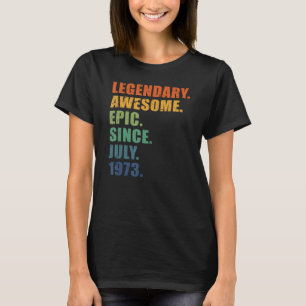 Camiseta Julho de 1973 50 Anos Homens Mulheres Aniversário