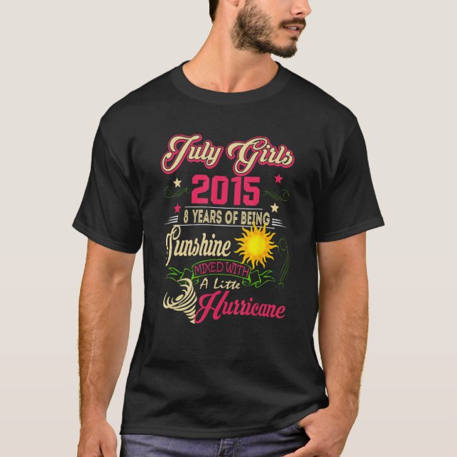 Camiseta Julho de 2015 2015 Aniversário Julho Meninas 2015  (Frente)