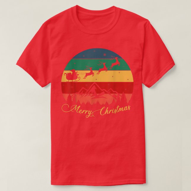 Camiseta Julho Feliz Papais noeis de Natal Sleigh Reindeer, (Frente do Design)