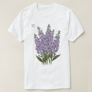 Camiseta Julho Larkspur Bloom - Presente de Aniversário Per