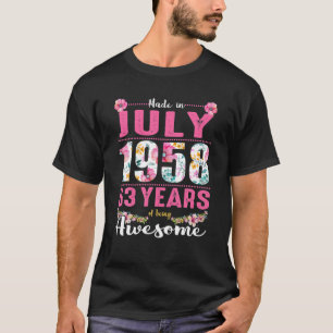 Camiseta Julho Meninas 63º Aniversário Com 63 Anos De Idade