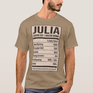 Camiseta Julia Nutrition Facts Name Alias Title Do Apelido