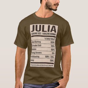 Camiseta Julia Nutrition Facts Name Alias Title Do Apelido