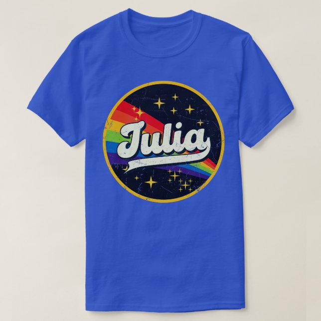 Camiseta Julia Rainbow No Espaço Vintage GrungeStyle (Frente do Design)
