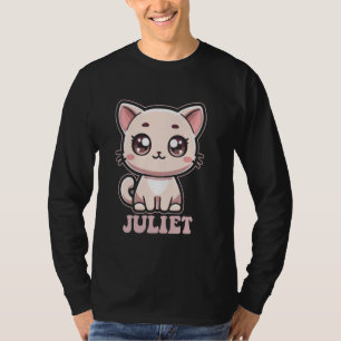 Camiseta Juliet Gatinho Gato Design para Meninas Nome Julie