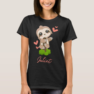 Camiseta Juliet Sloth Baby Girl Corações Bonitos
