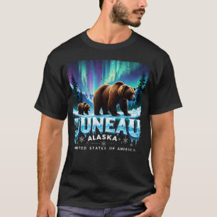 Camiseta Juneau Alasca Urso Pardo Luzes do Norte Verão