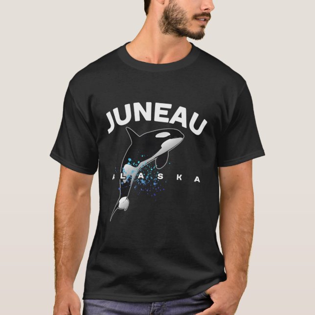 Camiseta Juneau Alaska Orca Er Whale Vigiando Férias Dos Ca (Frente)