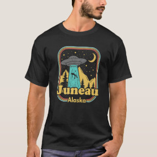 Camiseta Juneau Alaska Ufo Alienígena Hunter Ironic 80s Est