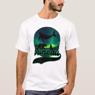 Camiseta Juneau Alaska Wolf Bear Aurora Norte Ak
