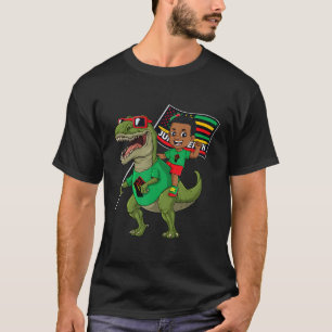 Camiseta Junenésimo Rei Negro Andando T Rex Dino Flag