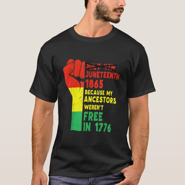 Camiseta Junenth My Ancestors Free Black African Flag Pride (Frente)