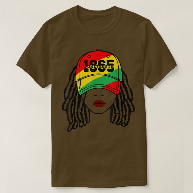 Camiseta Juneteenth 1865 Melanin Queen Locs Black Woman Afr (Frente do Design)