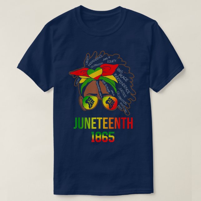 Camiseta Juneteenth 18 65 African American Power T-Shirt (Frente do Design)