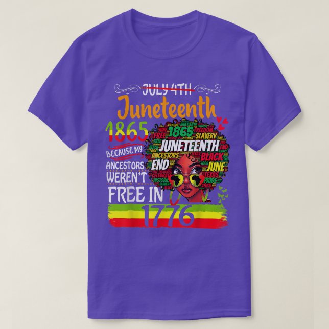 Camiseta Juneteenth Because My Ancestor Weren't Free Afro B (Frente do Design)