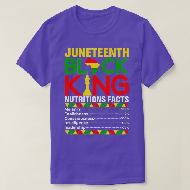 Camiseta Juneteenth Black King Melanin Nutritional Facts Fa (Frente do Design)