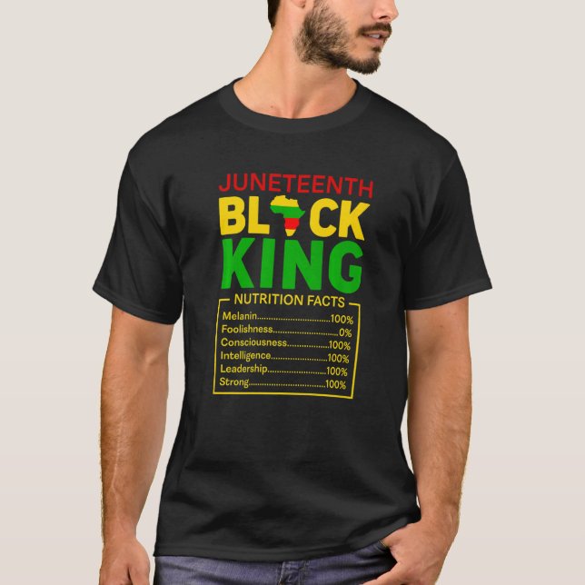 Camiseta Juneteenth Black King Nutritional Facts African Da (Frente)