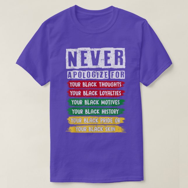 Camiseta Juneteenth Black Pride Never Apologize For Your Bl (Frente do Design)