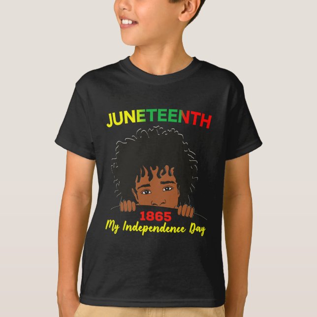 Camiseta Juneteenth Independência Adolescente Afro Locs Pre (Frente)