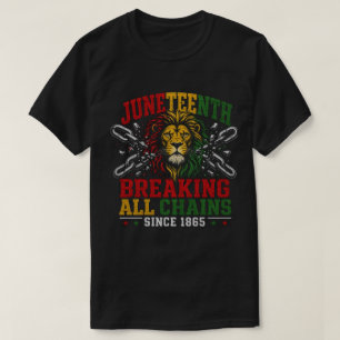 Camiseta Juneteenth Leão Liberdade: Rompendo Correntes Desd