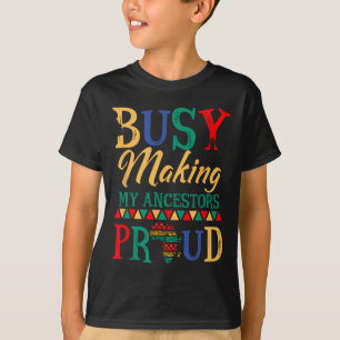 Camiseta Juneteenth Mês da História Negra Fazendo Meus Ance