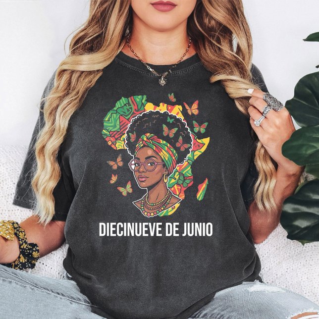 Camiseta Juneteenth Mulher Africana Borboletas (Criador carregado)