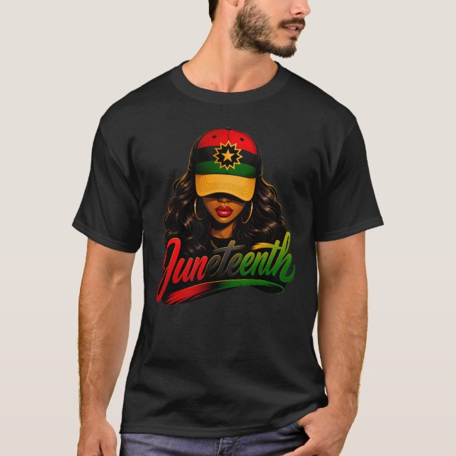 Camiseta Juneteenth Mulheres Afro Negras Melanina Liberdade (Frente)