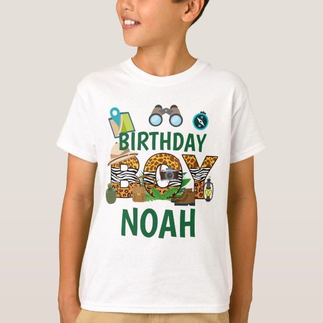 Camiseta Jungle Safari Birthday Boy (Frente)