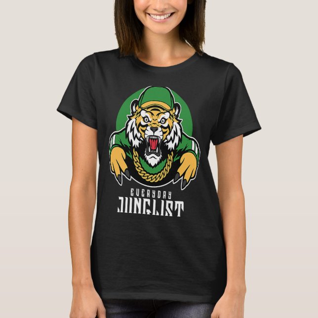 Camiseta Junglist Drum E Bass EDM DnB Tiger (Frente)