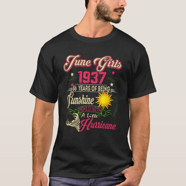 Camiseta Junho de 1937 1937 Aniversário Junho Meninas 1937  (Frente)
