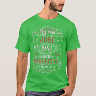 Camiseta Junho De 1952 Man Myth Legend 70 Aniversário 70 An
