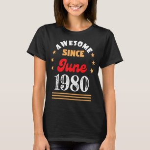Camiseta Junho De 1980 Aniversário Espetacular Desde 1980 J