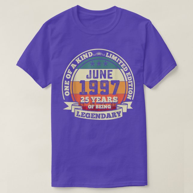 Camiseta Junho De 1997 25 Aniversário Presente 25 Anos De P (Frente do Design)