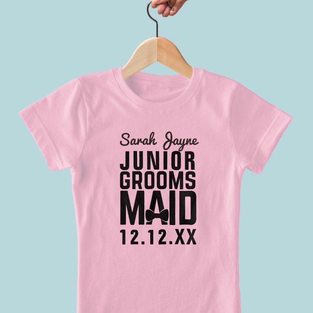 Camiseta Júnior de Dama de Honra Personalizada par (Just add your Junior Groomsmaid name and your wedding date to this cute t-shirt. Lot's of sizes!)