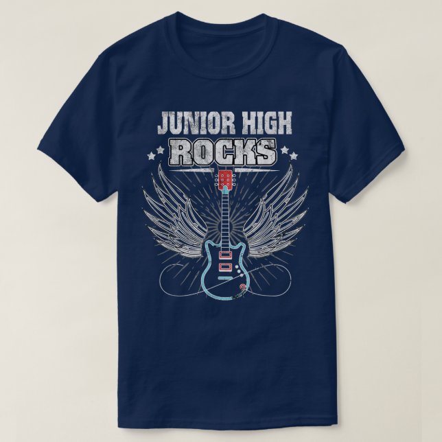 Camiseta Junior High Rocks Funny Back To School Student Gui (Frente do Design)