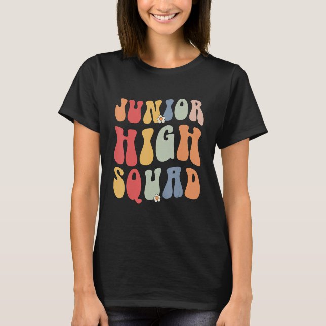 Camiseta Junior High Squad Teacher Rainbow Back To School (Frente)